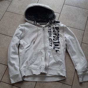Off white hooded zip up sweatshirt